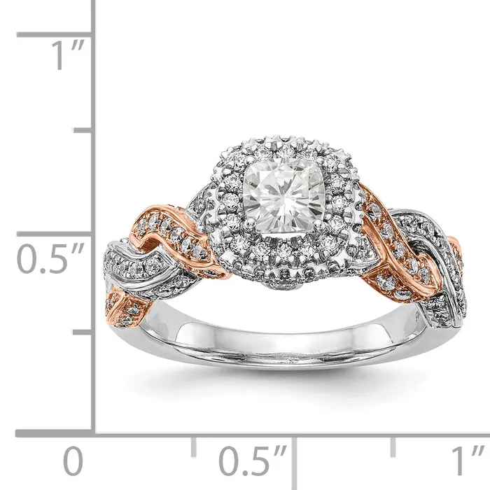 Rings 14K RoseWhite Gold Diamond Cushion CZ Halo Engagement Ring Goldiacom