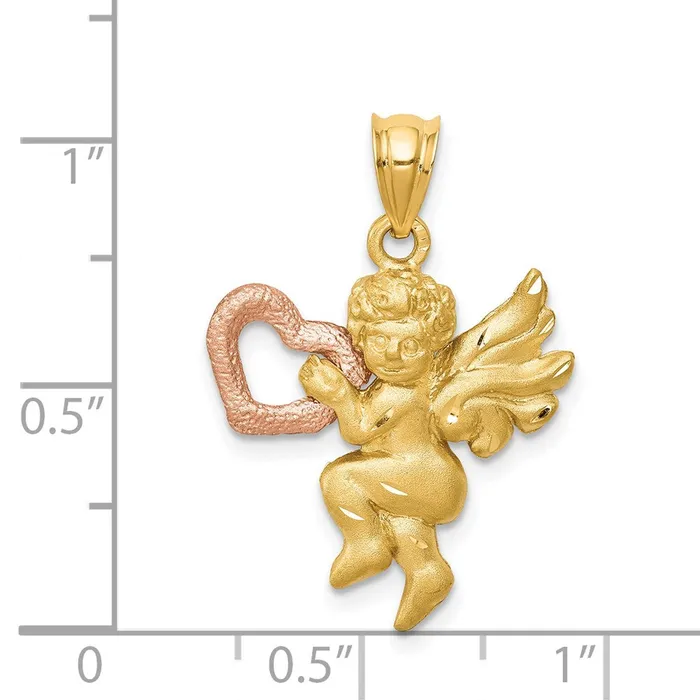 Rings 14k Twotone Gold Satin Angel Charm Goldia