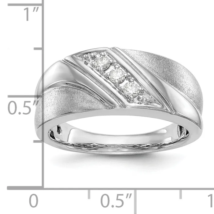 Rings 14k White Gold 16 Ct Lab Grown Diamond VSSI G Three Stone Mens Ring Goldia