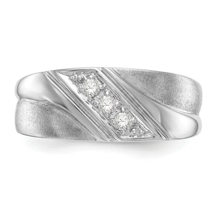 Rings 14k White Gold 16 Ct Lab Grown Diamond VSSI G Three Stone Mens Ring Goldia