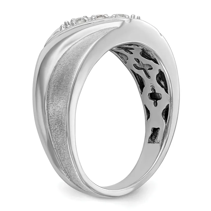 Rings 14k White Gold 16 Ct Lab Grown Diamond VSSI G Three Stone Mens Ring Goldia