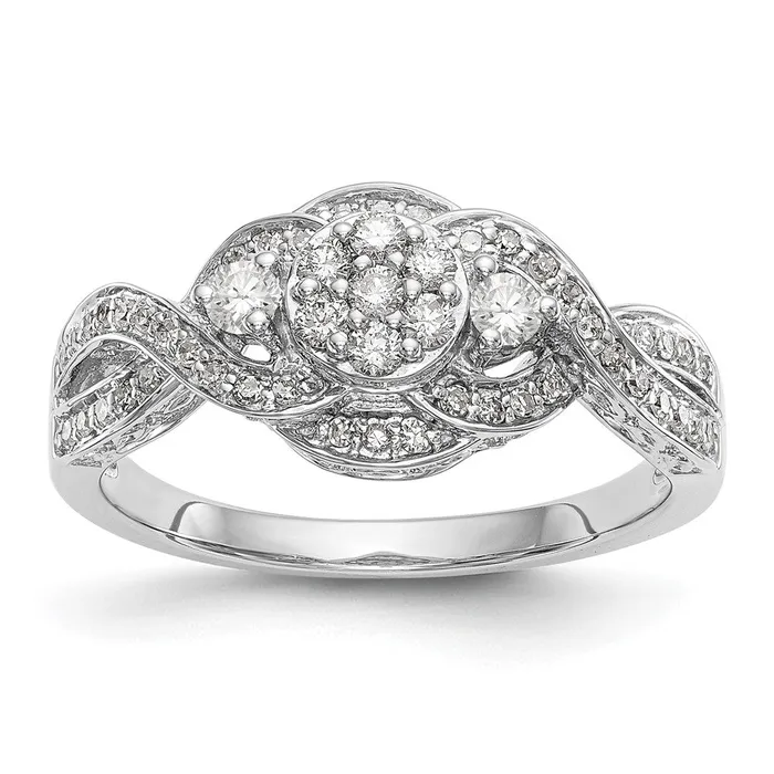 Rings 14K White Gold Complete Real Diamond Cluster Engagement Ring Goldiacom