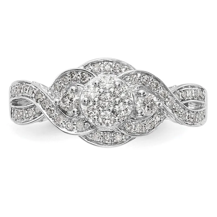 Rings 14K White Gold Complete Real Diamond Cluster Engagement Ring Goldiacom