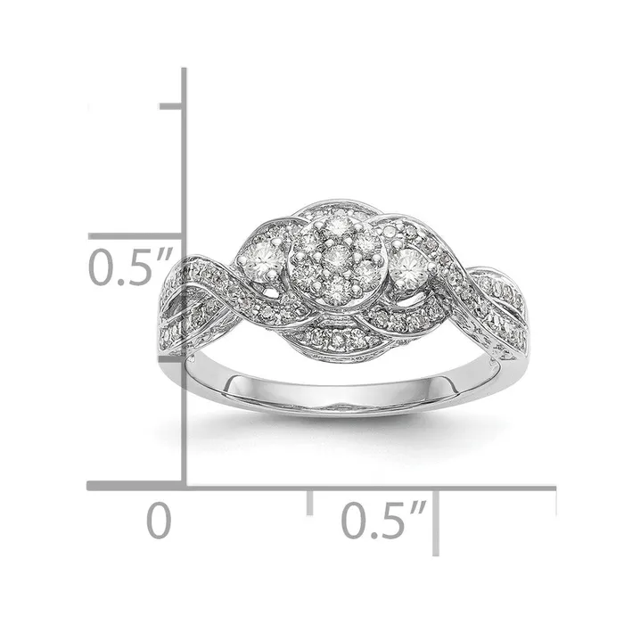 Rings 14K White Gold Complete Real Diamond Cluster Engagement Ring Goldiacom