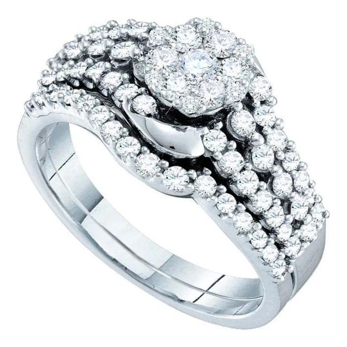 Rings 14k White Gold Diamond Bridal Wedding Ring Set 1 Cttw gndatlanta