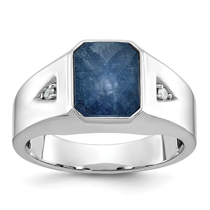 Rings 14k White Gold Mens Gemstone and Diamond Ring Mounting Goldia