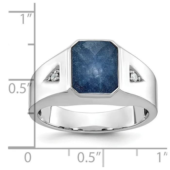Rings 14k White Gold Mens Gemstone and Diamond Ring Mounting Goldia