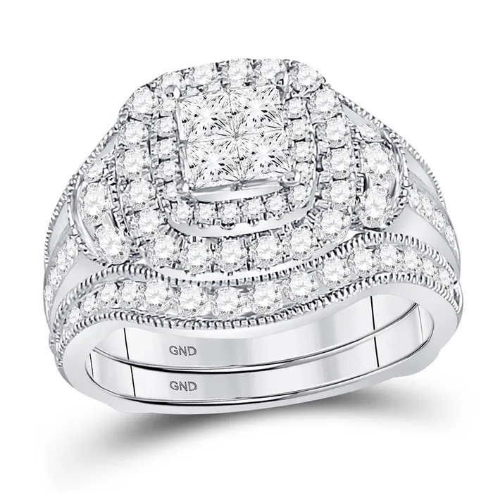 Rings 14k White Gold Princess Diamond Ring Guard Bridal Wedding Ring Set 2 Cttw gndatlanta