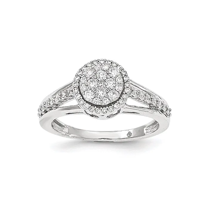 Rings 14k White Gold Real Diamond Polished Oval Ring Goldia