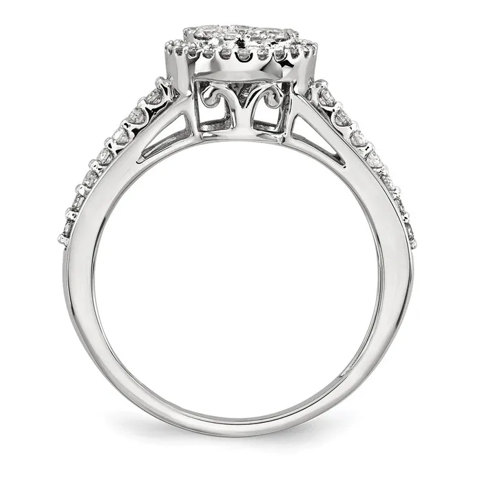 Rings 14k White Gold Real Diamond Polished Oval Ring Goldia