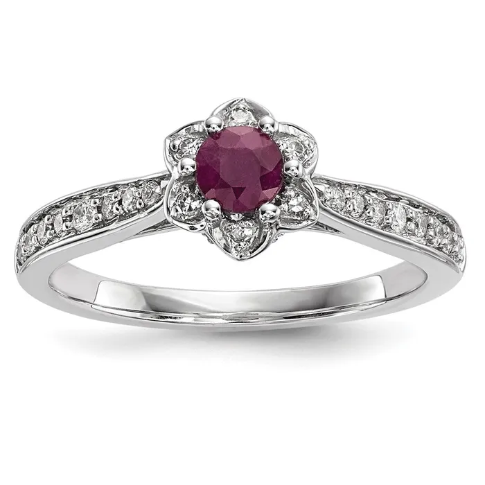 Rings 14k White Gold Real Diamond Ruby Ring Goldiacom