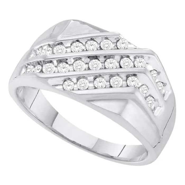 Rings 14k White Gold Round Diamond Triple Row Cluster Ring 12 Cttw gndatlanta