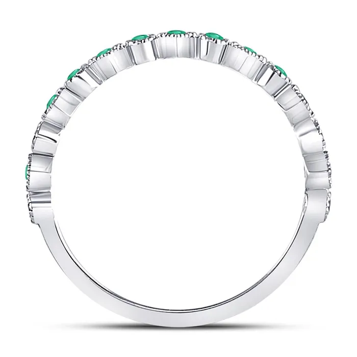 Rings 14k White Gold Round Emerald Square Dot Stackable Band Ring 15 Cttw gndatlanta