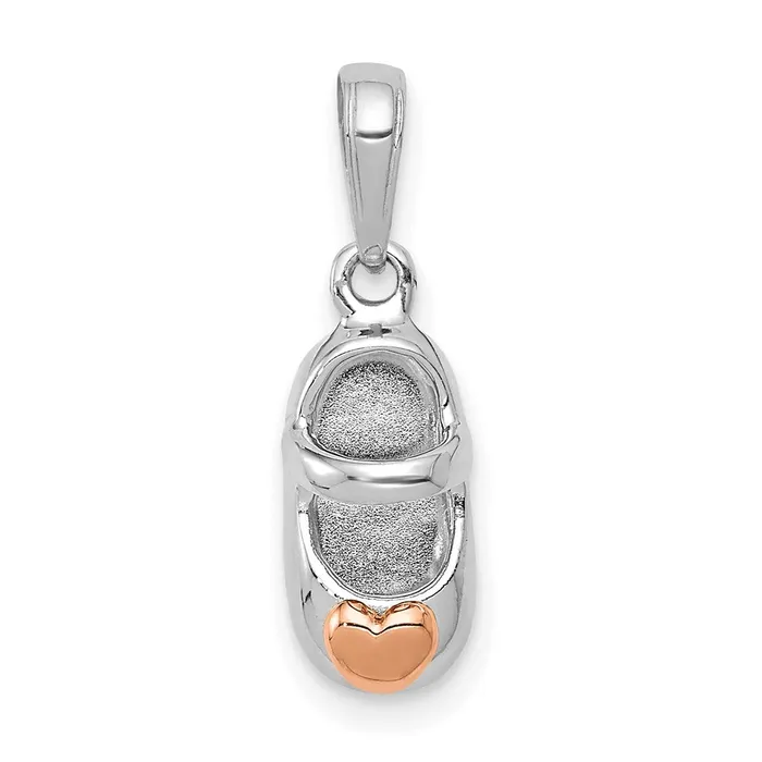 Rings 14k WhiteRose Gold Twotone Gold White and Rose Gold Baby Shoe Charm Goldia