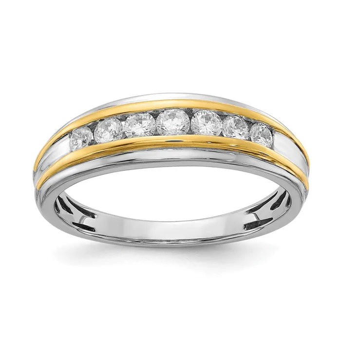 Rings 14k White u0026 Yellow Gold Real Diamond Mens Ring Goldia