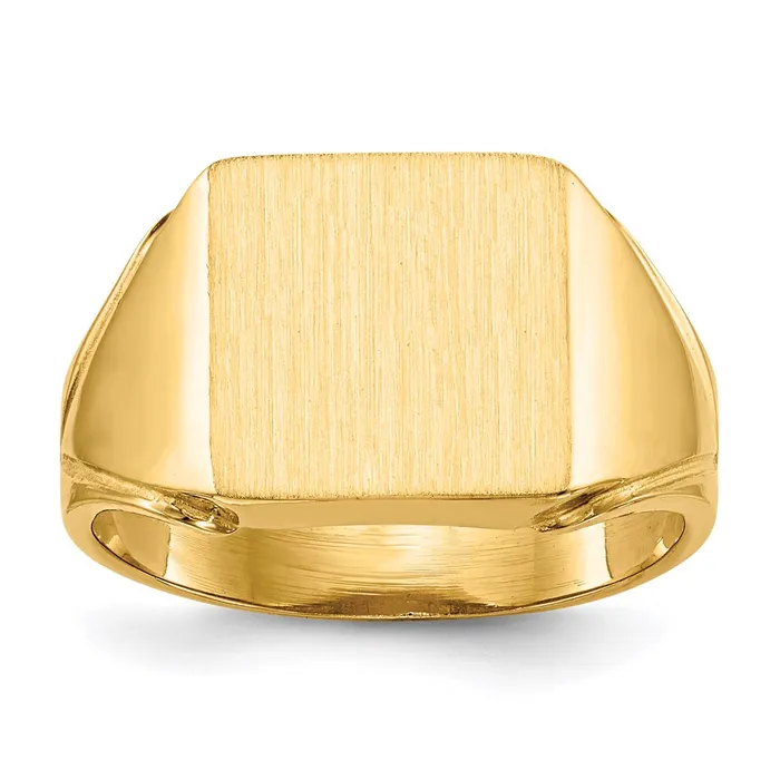Rings 14K Yellow Gold 120x120mm Open Back Mens Signet Ring Goldia
