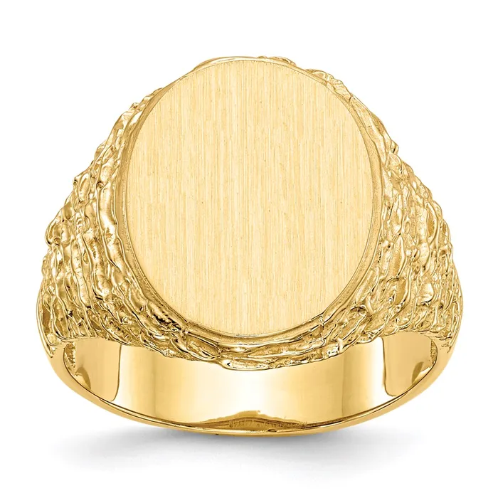 Rings 14K Yellow Gold 170x140mm Open Back Mens Signet Ring Goldia