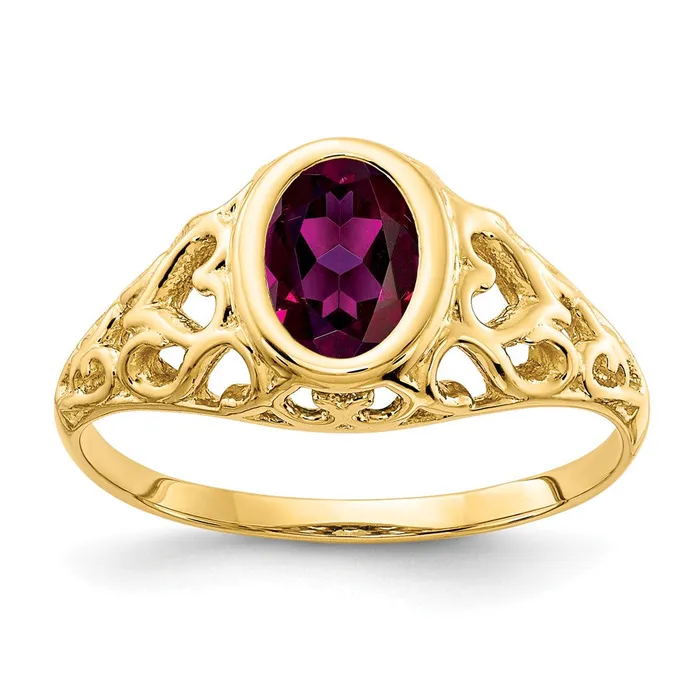 Rings 14k Yellow Gold 7x5mm Oval Rhodolite Garnet ring Goldia