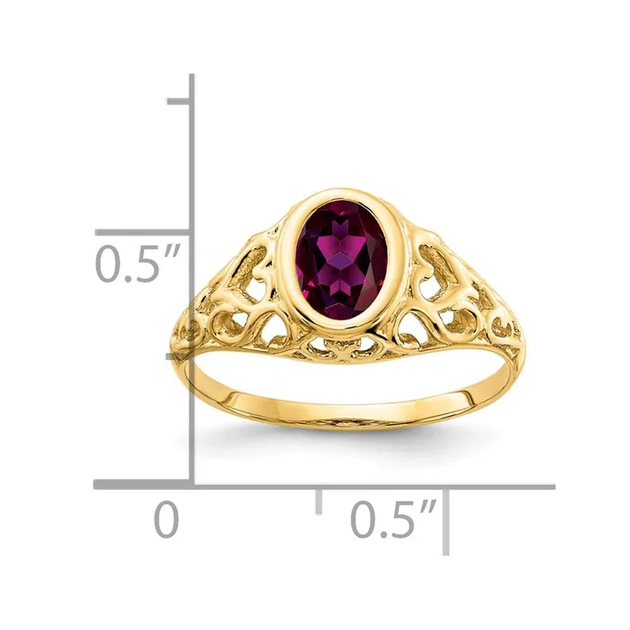 Rings 14k Yellow Gold 7x5mm Oval Rhodolite Garnet ring Goldia