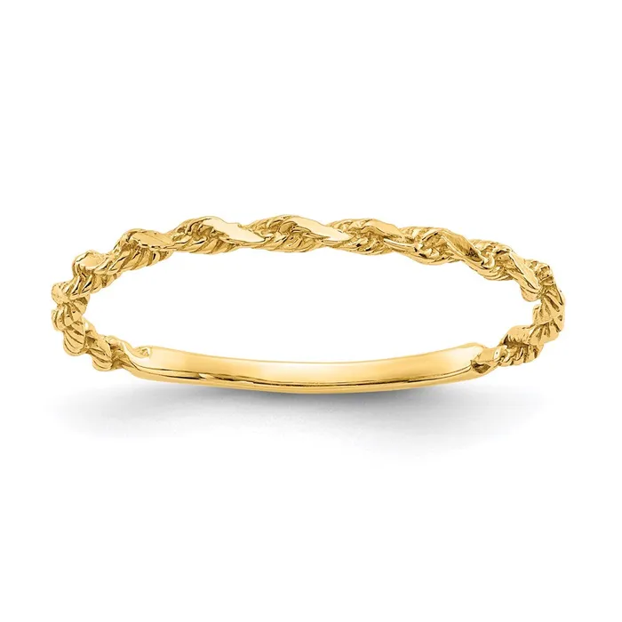 Rings 14K Yellow Gold Diamondcut Textured Rope Band Ring Goldia