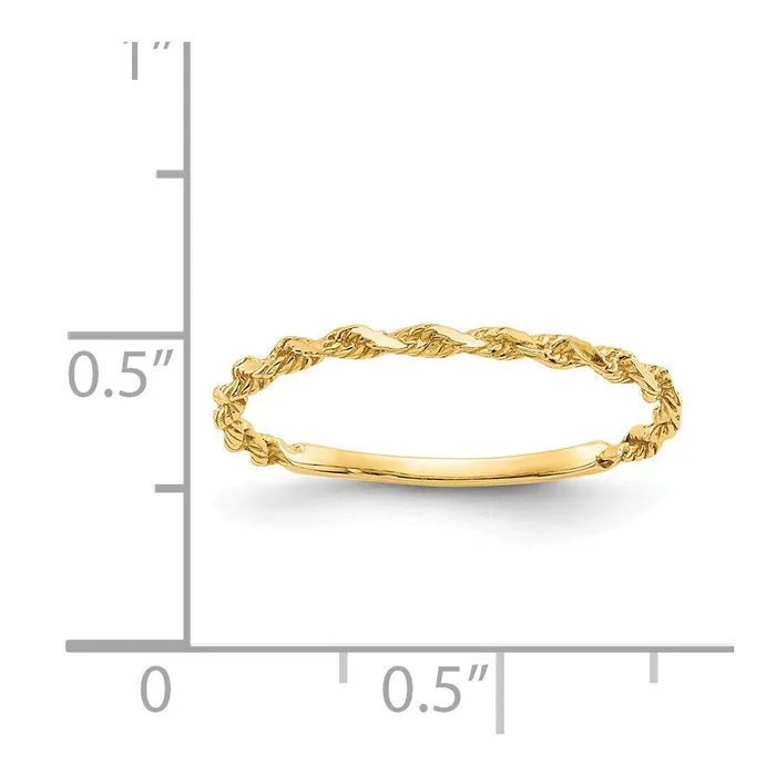 Rings 14K Yellow Gold Diamondcut Textured Rope Band Ring Goldia