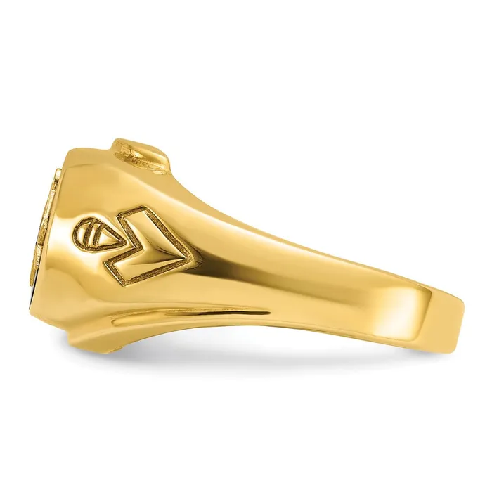 Rings 14k Yellow Gold Mens Polished and Grooved Blue Lodge Master Masonic Ring Mounting Goldia