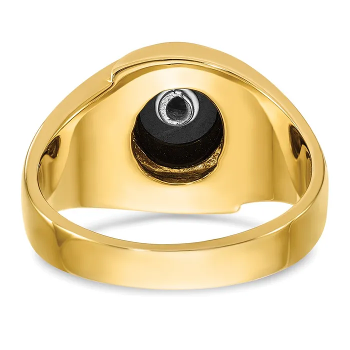 Rings 14k Yellow Gold Mens Polished and Grooved Blue Lodge Master Masonic Ring Mounting Goldia
