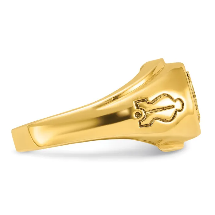 Rings 14k Yellow Gold Mens Polished and Grooved Blue Lodge Master Masonic Ring Mounting Goldia