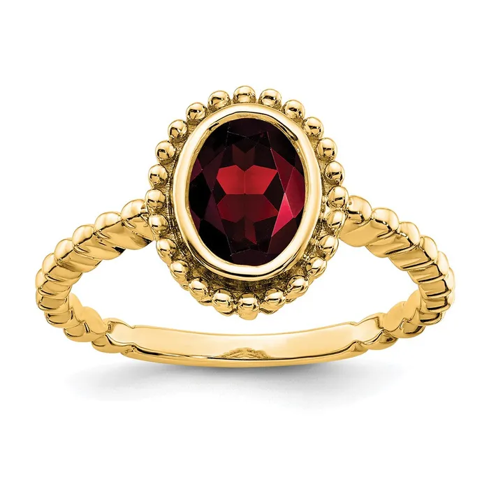 Rings 14K Yellow Gold Oval Garnet Ring Goldia