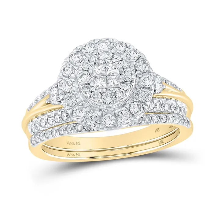 Rings 14k Yellow Gold Princess Diamond Bridal Wedding Ring Set 1 Cttw gndatlanta