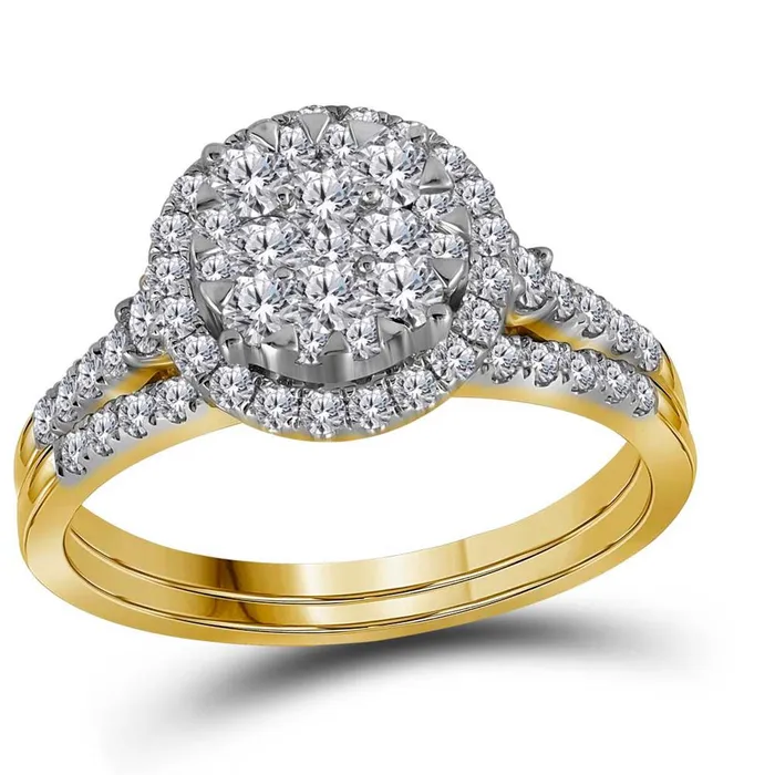 Rings 14k Yellow Gold Round Diamond Bridal Wedding Ring Set 1 Cttw gndatlanta