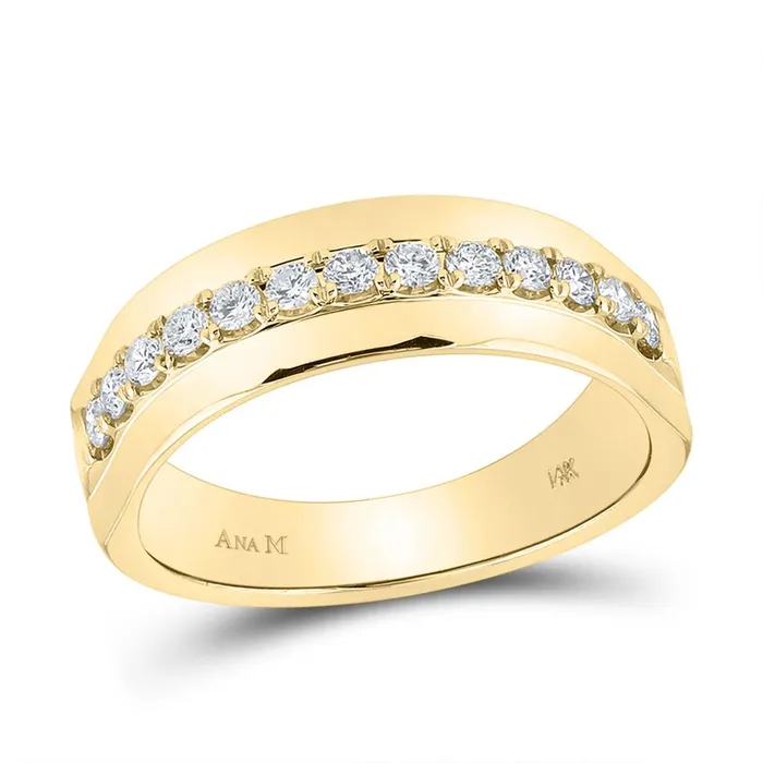 Rings 14k Yellow Gold Round Diamond Wedding Band Ring 12 Cttw gndatlanta
