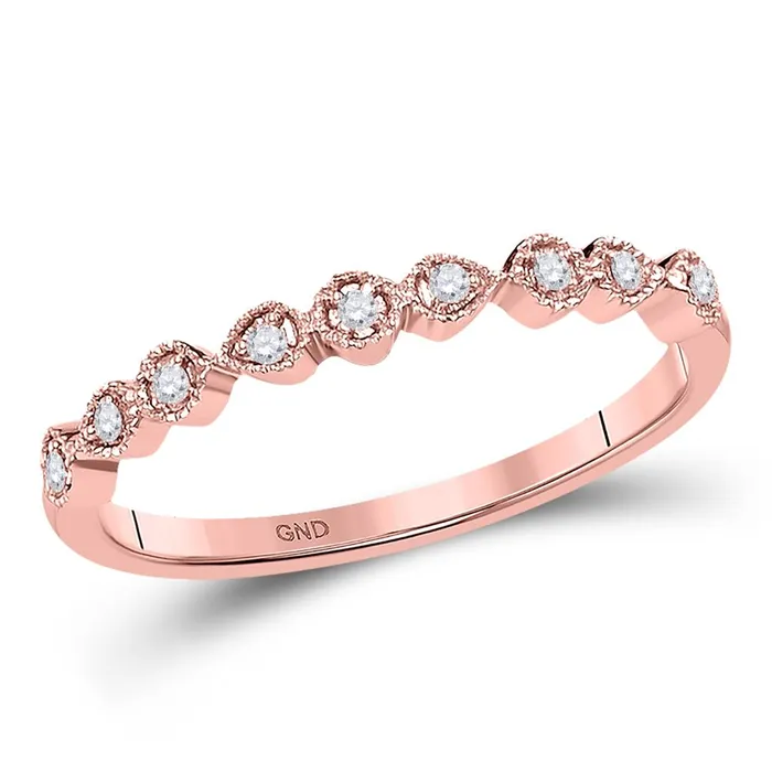 Rings gndatlanta 10k Rose Gold Round Diamond Stackable Band Ring 120 Cttw