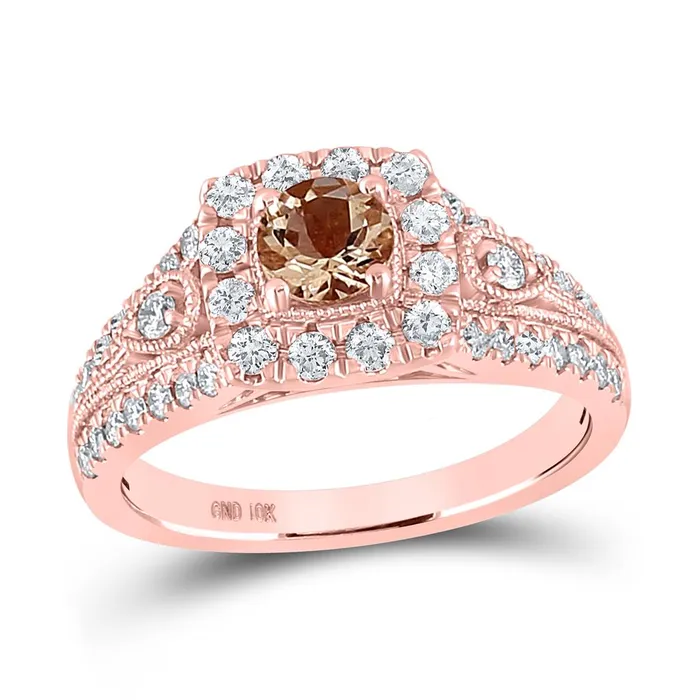 Rings gndatlanta 10k Rose Gold Round Morganite Solitaire Bridal Engagement Ring 115 Cttw