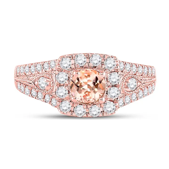 Rings gndatlanta 10k Rose Gold Round Morganite Solitaire Bridal Engagement Ring 115 Cttw