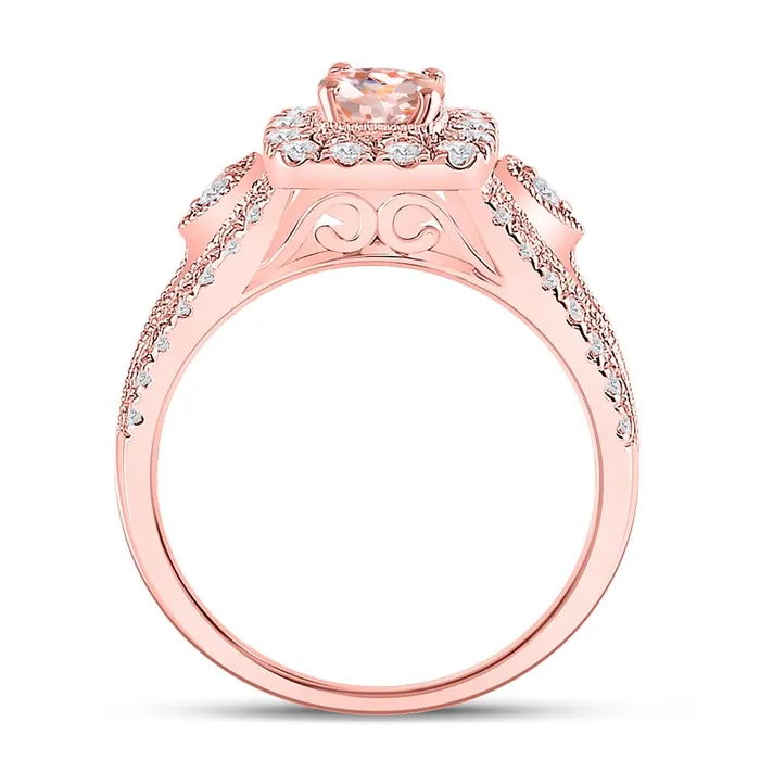 Rings gndatlanta 10k Rose Gold Round Morganite Solitaire Bridal Engagement Ring 115 Cttw