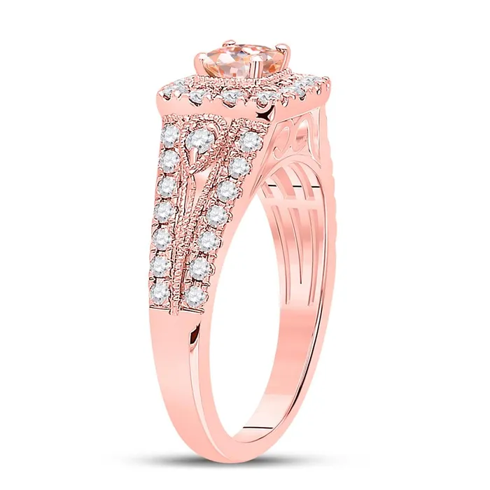 Rings gndatlanta 10k Rose Gold Round Morganite Solitaire Bridal Engagement Ring 115 Cttw