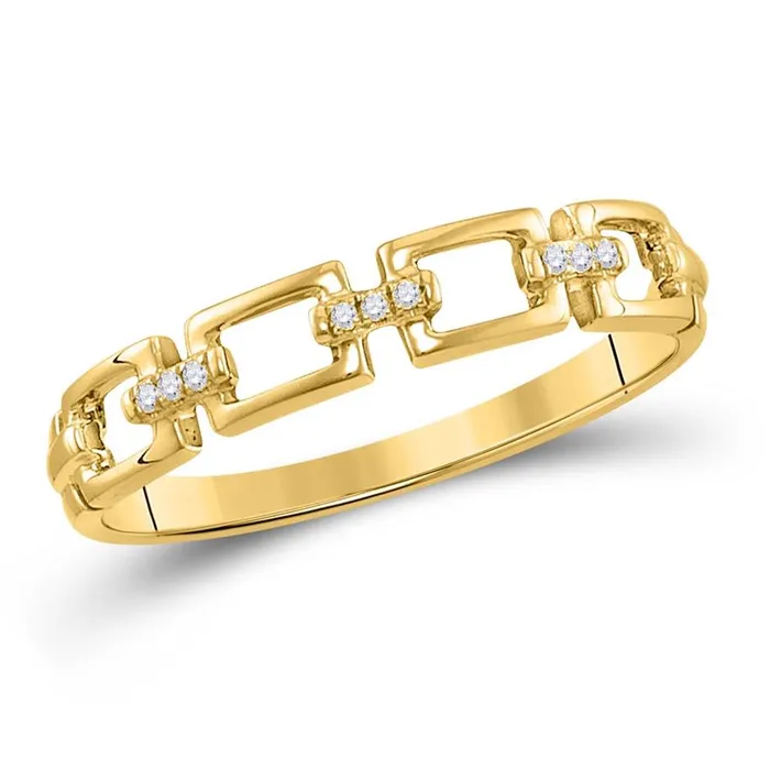 Rings gndatlanta 10k Yellow Gold Round Diamond Chain Link Stackable Band Ring 03 Cttw
