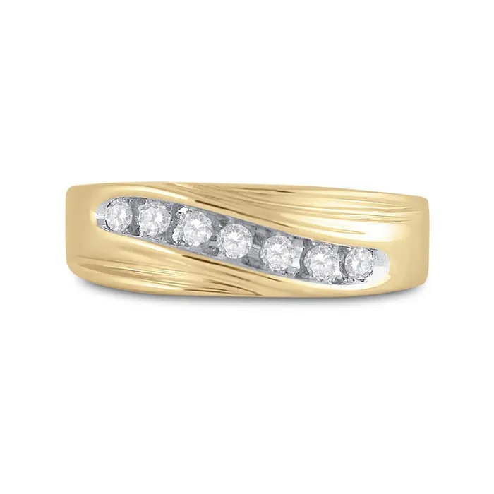 Rings gndatlanta 10k Yellow Gold Round Diamond Wedding Band Ring 14 Cttw