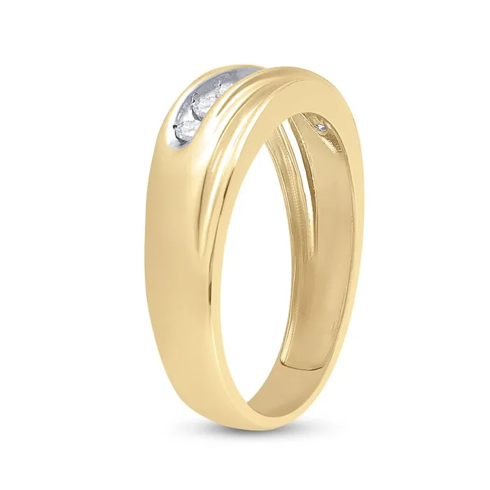 Rings gndatlanta 10k Yellow Gold Round Diamond Wedding Band Ring 14 Cttw