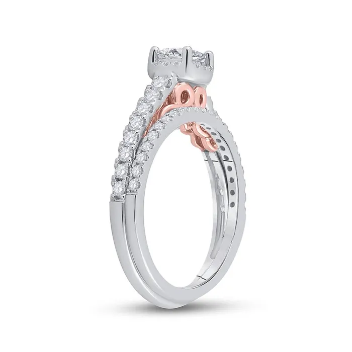 Rings gndatlanta 14k Twotone Gold Princess Diamond Bridal Wedding Ring Set 78 Cttw Certified