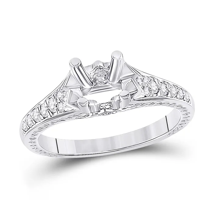 Rings gndatlanta 14k White Gold Round Diamond 1 Ct Rd Center Bridal SemiMount Ring 14 Ctw