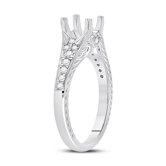 Rings gndatlanta 14k White Gold Round Diamond 1 Ct Rd Center Bridal SemiMount Ring 14 Ctw