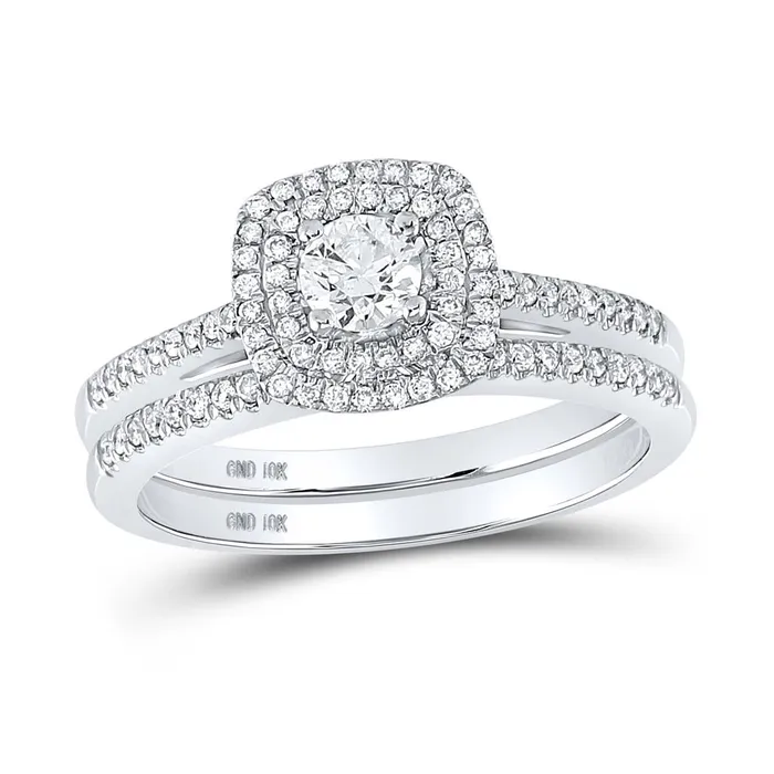 Rings gndatlanta 14k White Gold Round Diamond Bridal Wedding Ring Set 12 Cttw Certified