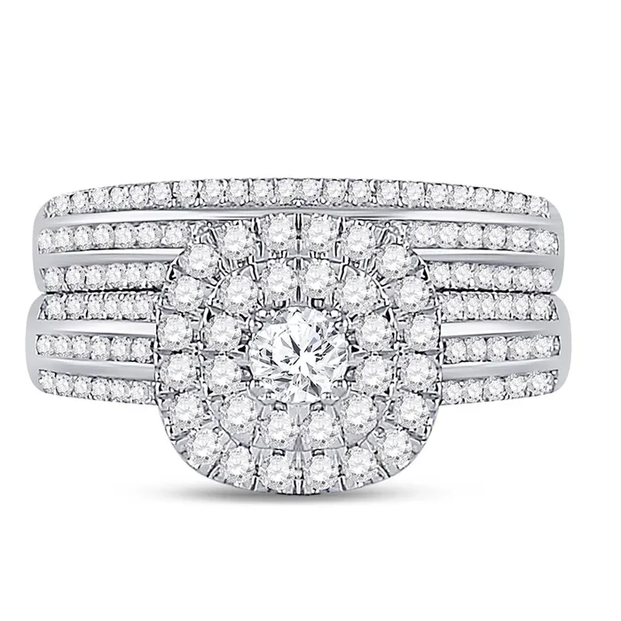 Rings gndatlanta 14k White Gold Round Diamond Bridal Wedding Ring Set 1 Cttw