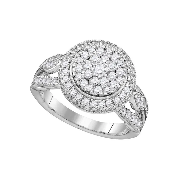 Rings gndatlanta 14k White Gold Round Diamond Cluster Bridal Engagement Ring 113 Cttw
