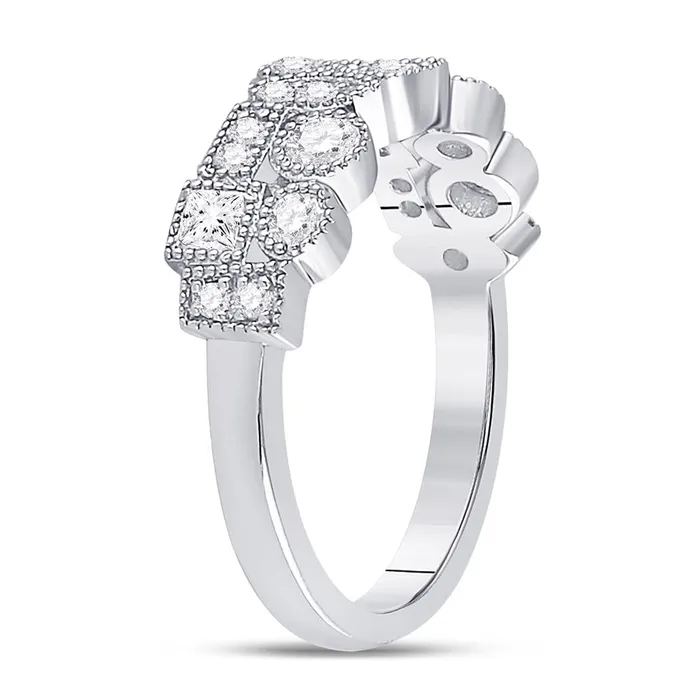 Rings gndatlanta 14k White Gold Round Diamond Modern Geometric Band Ring 58 Cttw