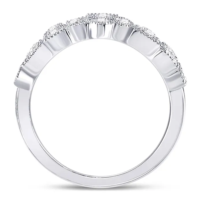 Rings gndatlanta 14k White Gold Round Diamond Modern Geometric Band Ring 58 Cttw