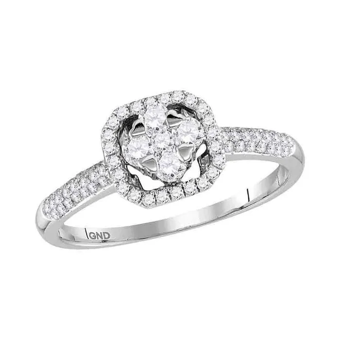 Rings gndatlanta 14k White Gold Round Diamond Square Cluster Ring 12 Cttw