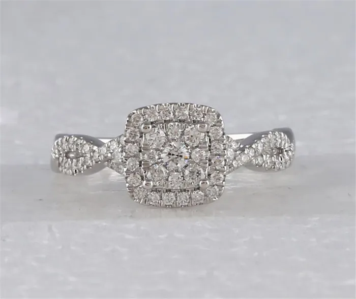 Rings gndatlanta 14k White Gold Round Diamond Square Cluster Ring 12 Cttw